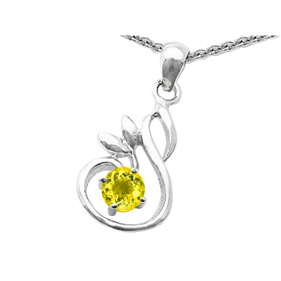 Star K� Round Simulated Citrine Swan Pendant Necklace