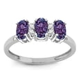 thumbnail image 1 of Star K� Simulated Alexandrite 3 Three Oval Stones Promise Ring Wedding Band, 1 of 9