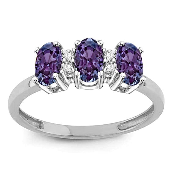 Star K� Simulated Alexandrite 3 Three Oval Stones Promise Ring Wedding Band