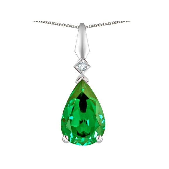Star K� Simulated Emerald Drop Pear Shaped Pendant Necklace