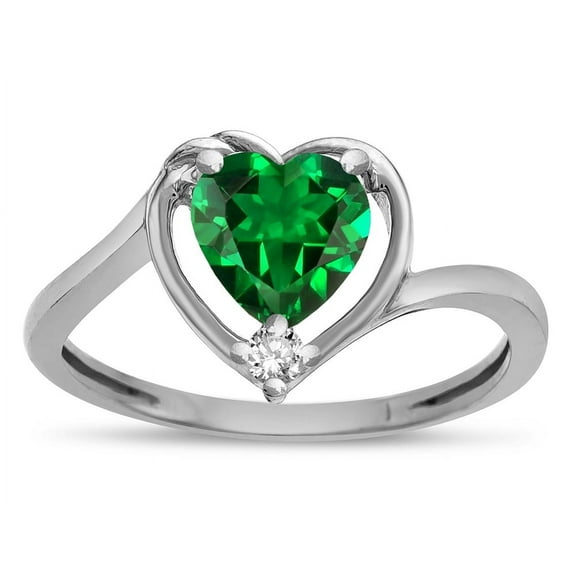 Star K � Simulated Emerald Heart Bypass Love Knot Promise Ring