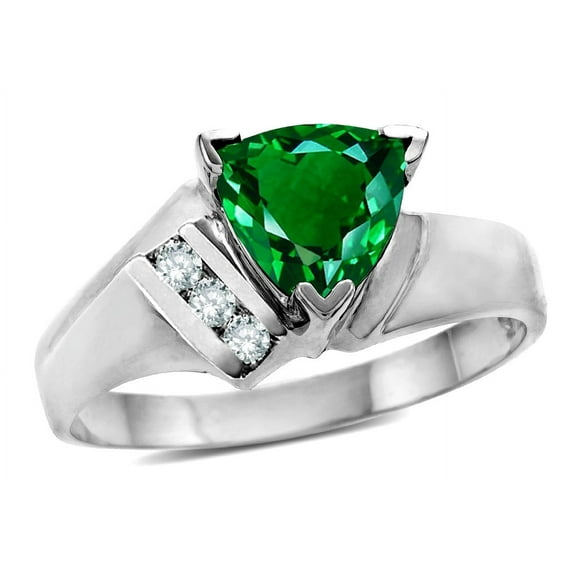 Star K � Simulated Emerald Triangle Trillion 7mm Contemporary Modern Designer Ring