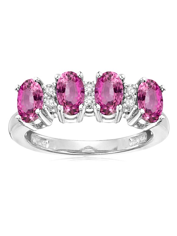 � Simulated Pink Tourmaline Oval 5x3 4 Four Stone Band Ring