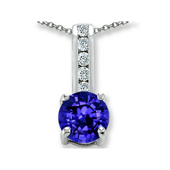 Star K� Simulated Tanzanite Round 7mm Pendant Necklace