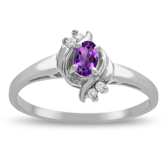 Star K � Small Oval 5x3mm Genuine Amethyst Bypass Ring