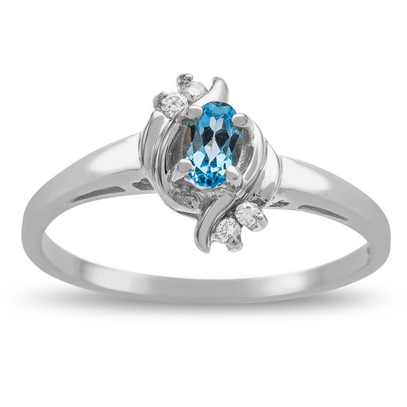 Star K � Small Oval 5x3mm Genuine Blue Topaz Bypass Ring