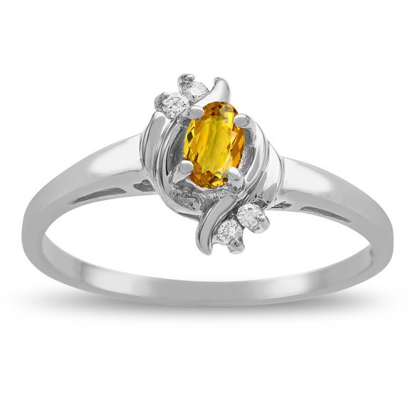Star K � Small Oval 5x3mm Genuine Citrine Bypass Ring