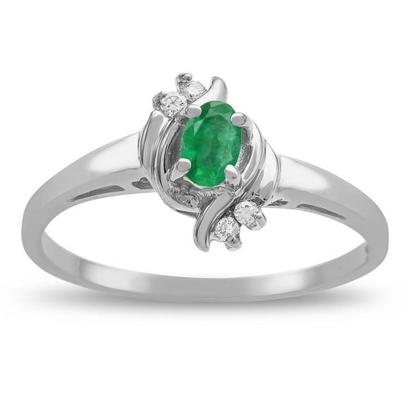 Star K � Small Oval 5x3mm Genuine Emerald Bypass Ring
