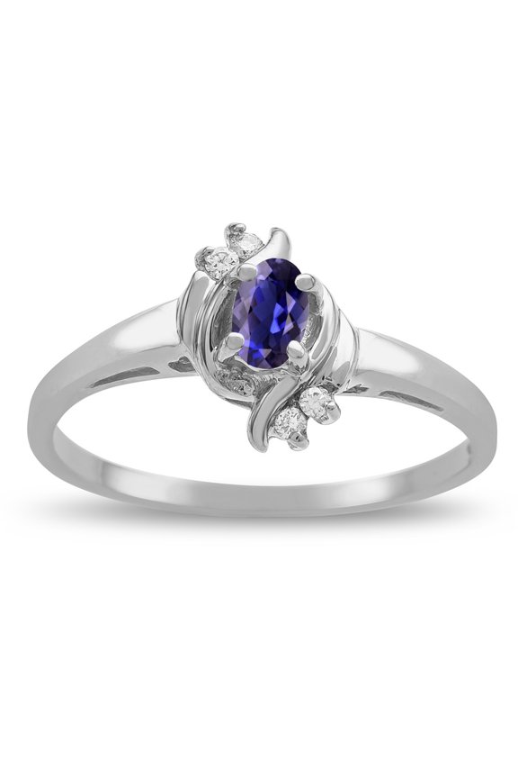 � Small Oval 5x3mm Genuine Iolite Bypass Ring