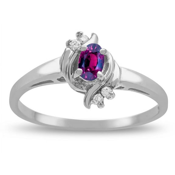Star K � Small Oval 5x3mm Genuine Rhodolite Bypass Ring