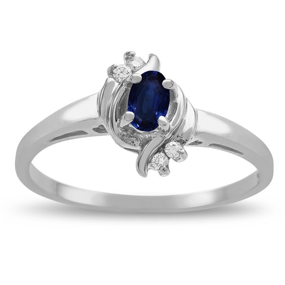 Star K � Small Oval 5x3mm Genuine Sapphire Bypass Ring