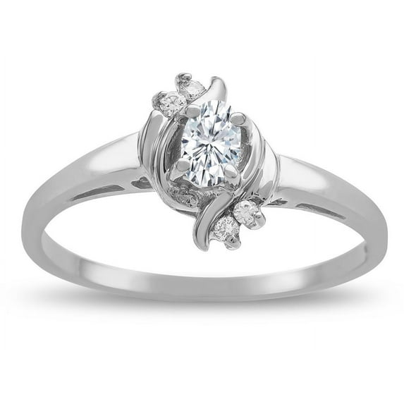 Star K � Small Oval 5x3mm Genuine White Topaz Bypass Ring