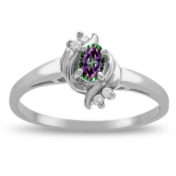 Star K � Small Oval 5x3mm Rainbow Mystic Topaz Bypass Ring