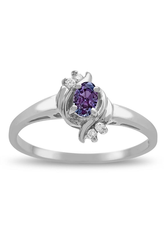 � Small Oval 5x3mm Simulated Alexandrite Bypass Ring