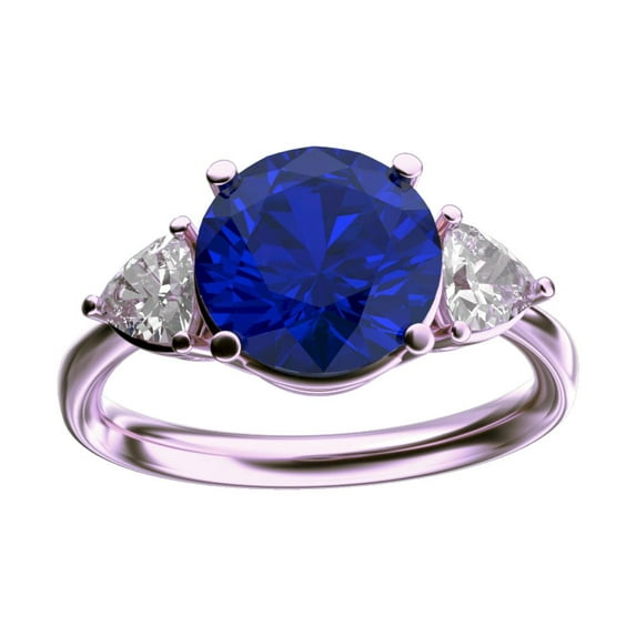 Star K� Three 3 Stone 8mm Round Created Sapphire Trillion Engagement Promise Comfort fit Ring