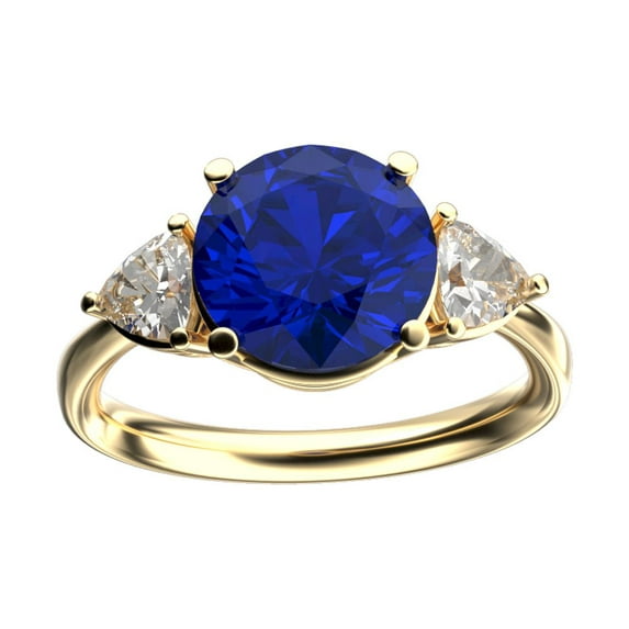 Star K� Three 3 Stone 8mm Round Created Sapphire Trillion Engagement Promise Comfort fit Ring
