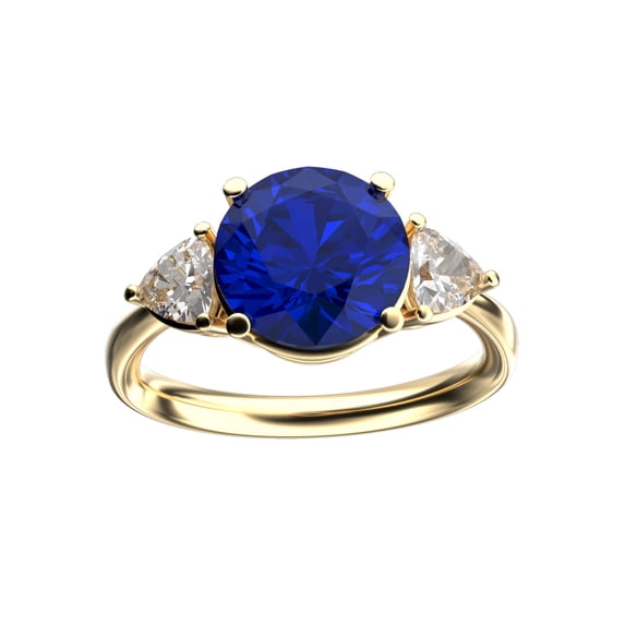 Star K� Three 3 Stone 8mm Round Created Sapphire Trillion Engagement Promise Comfort fit Ring
