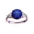thumbnail image 1 of Star K� Three 3 Stone 8mm Round Created Star Sapphire Trillion Engagement Promise Comfort fit Ring, 1 of 9