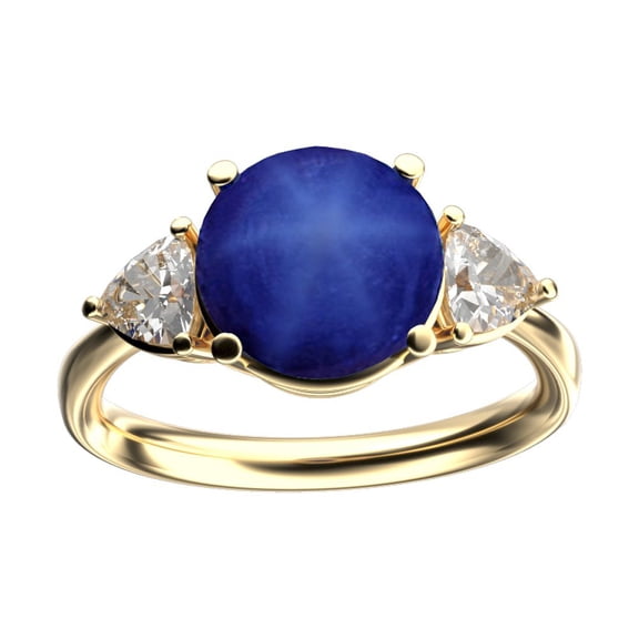 Star K� Three 3 Stone 8mm Round Created Star Sapphire Trillion Engagement Promise Comfort fit Ring