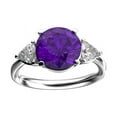 thumbnail image 1 of Star K� Three 3 Stone 8mm Round Genuine Amethyst Trillion Engagement Promise Comfort fit Ring, 1 of 9