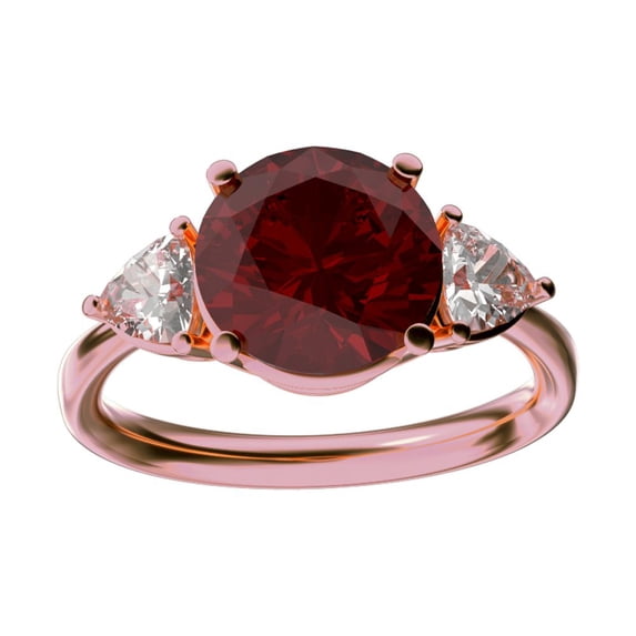 Star K� Three 3 Stone 8mm Round Genuine Garnet Trillion Engagement Promise Comfort fit Ring