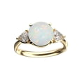 thumbnail image 1 of Star K� Three 3 Stone 8mm Round Genuine Opal Trillion Engagement Promise Comfort fit Ring, 1 of 9