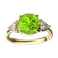 thumbnail image 1 of Star K� Three 3 Stone 8mm Round Genuine Peridot Trillion Engagement Promise Comfort fit Ring, 1 of 9
