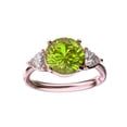 thumbnail image 1 of Star K� Three 3 Stone 8mm Round Genuine Peridot Trillion Engagement Promise Comfort fit Ring, 1 of 9