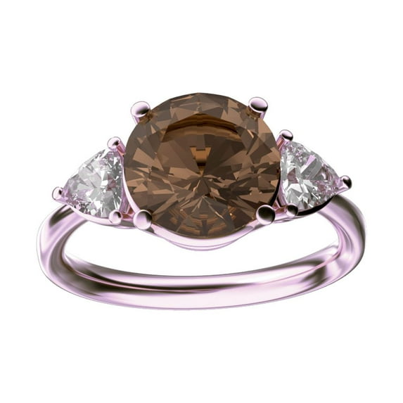 Star K� Three 3 Stone 8mm Round Genuine Smoky Quartz Trillion Engagement Promise Comfort fit Ring