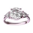 thumbnail image 1 of Star K� Three 3 Stone 8mm Round Genuine White Topaz Trillion Engagement Promise Comfort fit Ring, 1 of 9