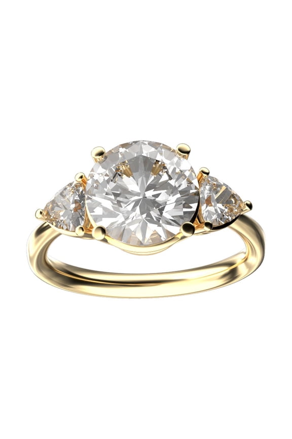 � Three 3 Stone 8mm Round Genuine White Topaz Trillion Engagement Promise Comfort fit Ring