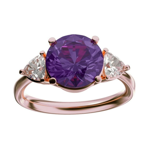 Star K� Three 3 Stone 8mm Round Simulated Alexandrite Trillion Engagement Promise Comfort fit Ring