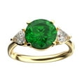 thumbnail image 1 of Star K� Three 3 Stone 8mm Round Simulated Emerald Trillion Engagement Promise Comfort fit Ring, 1 of 9