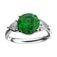 thumbnail image 1 of Star K� Three 3 Stone 8mm Round Simulated Emerald Trillion Engagement Promise Comfort fit Ring, 1 of 9