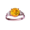 thumbnail image 1 of Star K� Three 3 Stone 8mm Round Simulated Imperial Yellow Topaz Trillion Engagement Promise Comfort Ring, 1 of 9