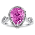 thumbnail image 1 of Star K � Vintage Look Halo Large 11x8 Pear Shape Created Pink Sapphire Ring, 1 of 9