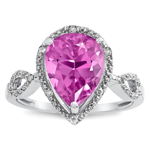Star K � Vintage Look Halo Large 11x8 Pear Shape Created Pink Sapphire Ring