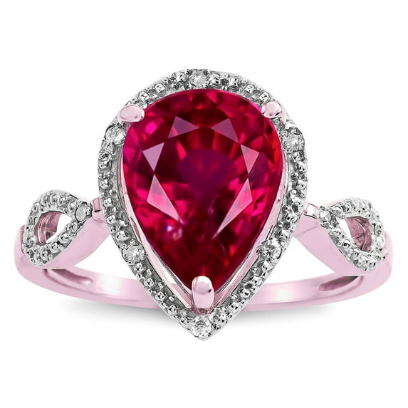 Star K � Vintage Look Halo Large 11x8 Pear Shape Created Ruby Ring