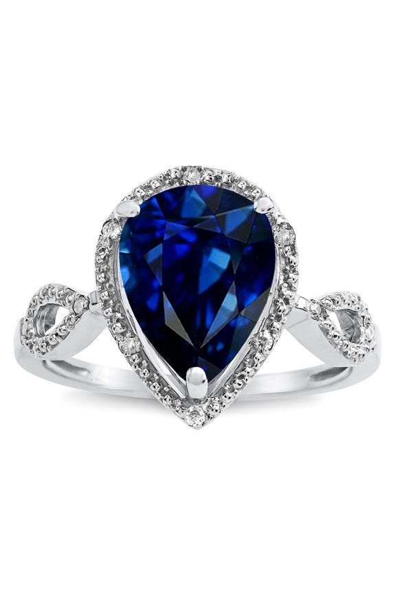 � Vintage Look Halo Large 11x8 Pear Shape Created Sapphire Ring