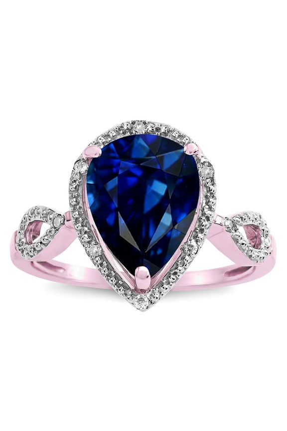 � Vintage Look Halo Large 11x8 Pear Shape Created Sapphire Ring