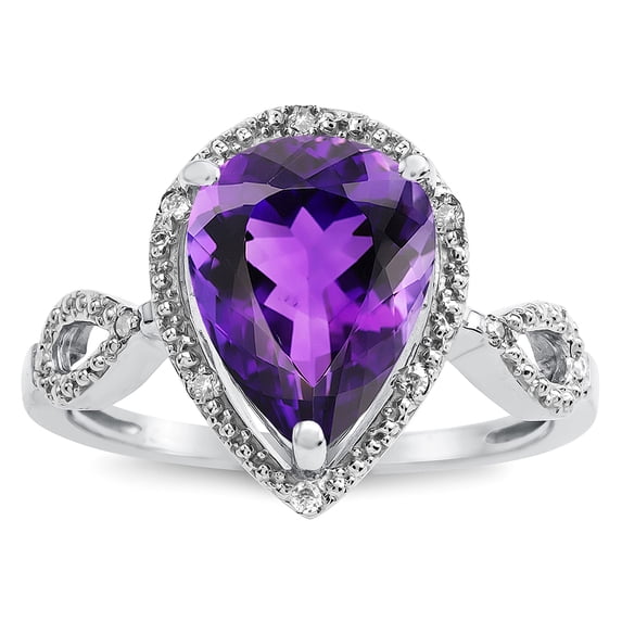 Star K � Vintage Look Halo Large 11x8 Pear Shape Genuine Amethyst Ring