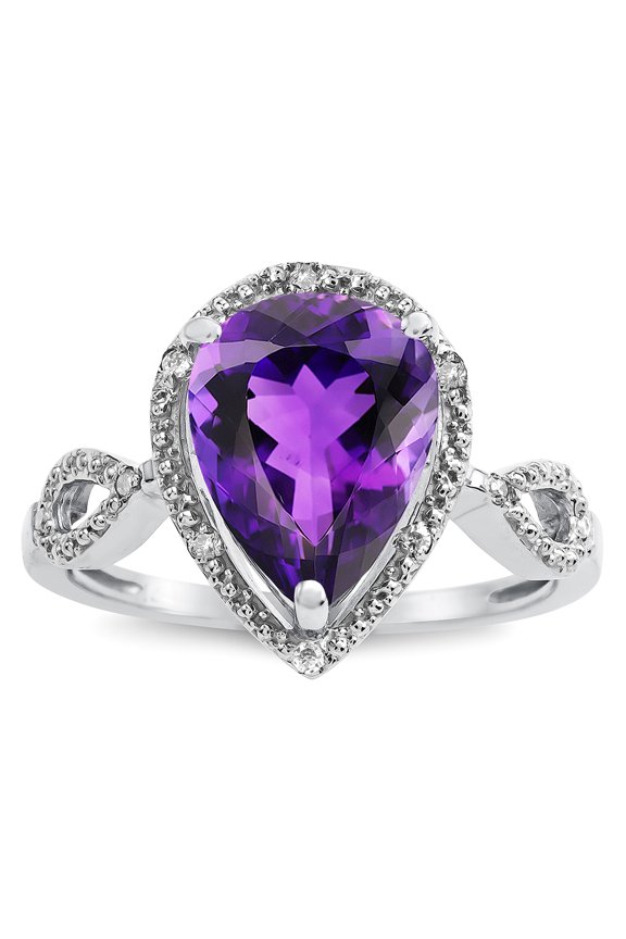 � Vintage Look Halo Large 11x8 Pear Shape Genuine Amethyst Ring