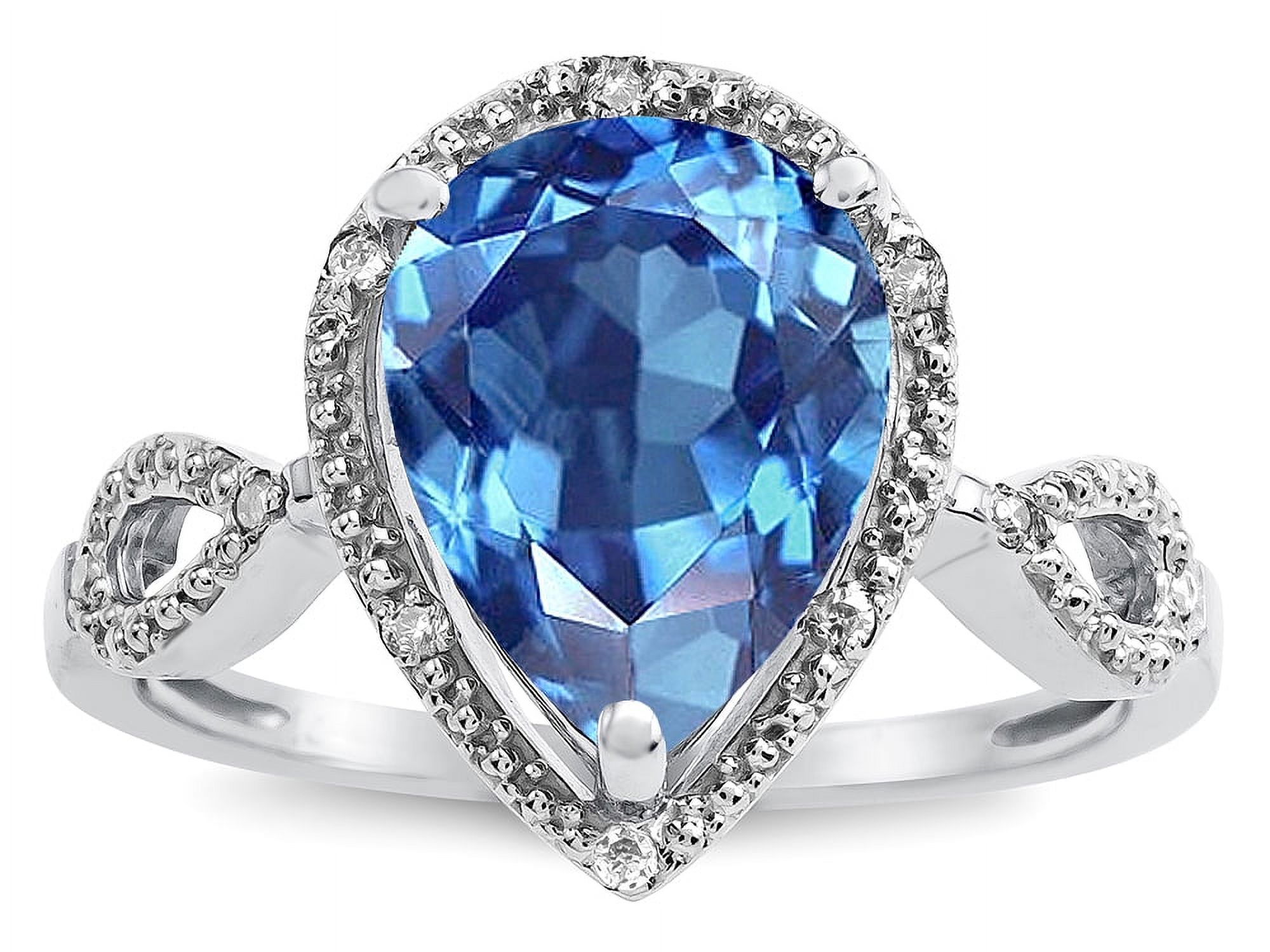 Star K Vintage Look Halo Large 11x8 Pear Shape Genuine Blue Topaz Ring Walmart