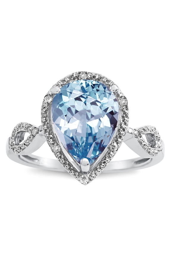 � Vintage Look Halo Large 11x8 Pear Shape Genuine Sky Blue Topaz Ring