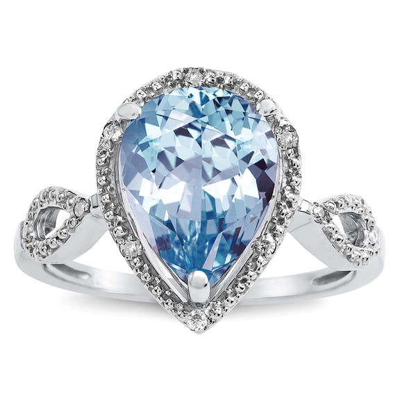Star K � Vintage Look Halo Large 11x8 Pear Shape Genuine Sky Blue Topaz Ring