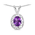thumbnail image 1 of Star K � Vintage Style Filigree Oval 6x4mm Genuine Amethyst Pendant Necklace, 1 of 9