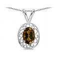 thumbnail image 1 of Star K � Vintage Style Filigree Oval 6x4mm Genuine Smoky Quartz Pendant Necklace, 1 of 9