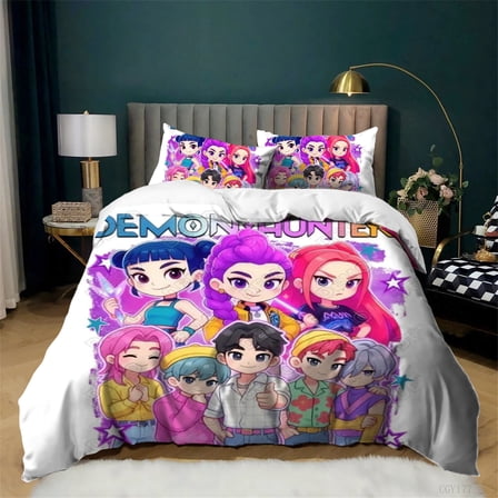 Star KPop Bedding Set Soft Breathable Duvet Cover Set for Bedroom All Season Lightweight Quilt Cover with 2 Pillowsham