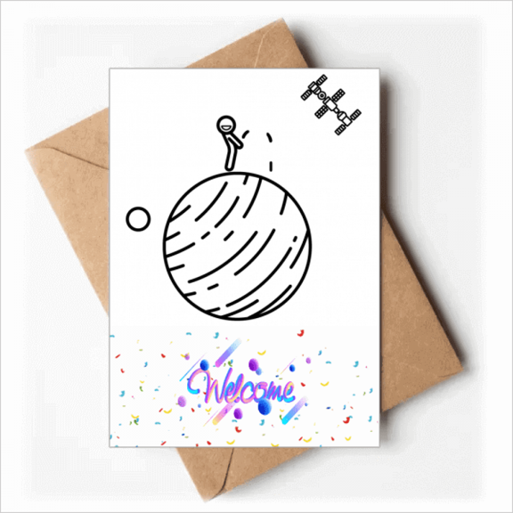 Star Kids Move Satellite Art Deco Fashion Welcome Back Greeting Cards Envelopes Blank