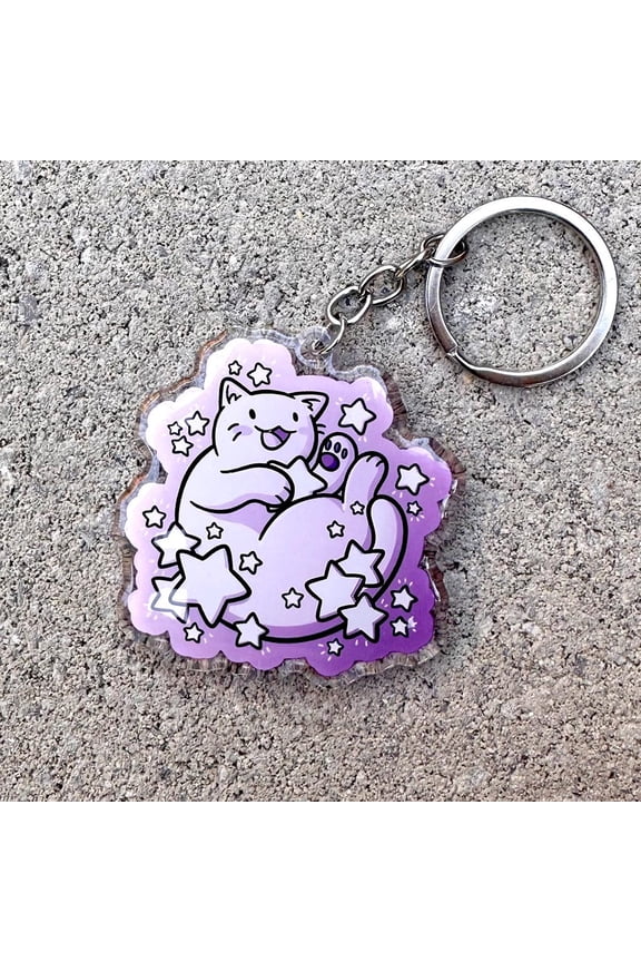 Star Kitty Keychain | Cute cat Keychain | kawaii cats | outer space keychain | stars keychain | cute purple keychain | celestial keychain